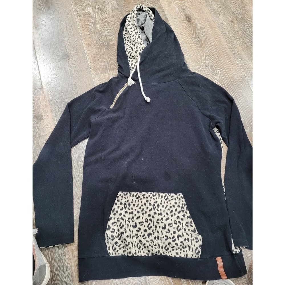 Ampersand Avenue Double Hood Leopard Sweatshirt stretchy size XL #3/13‎
